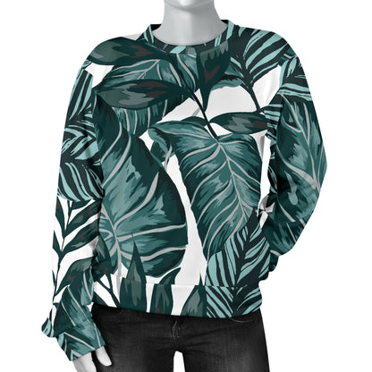 Tropical Palm Leaves Pattern Women Long Sleeve Sweatshirt