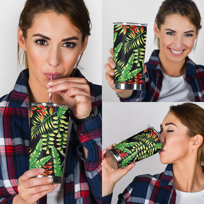 Hawaiian Flower Tropical Palm Leaves Tumbler