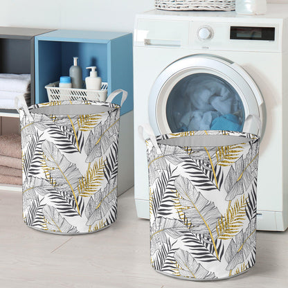 Gold Glitter Tropical Palm Leaves Laundry Basket
