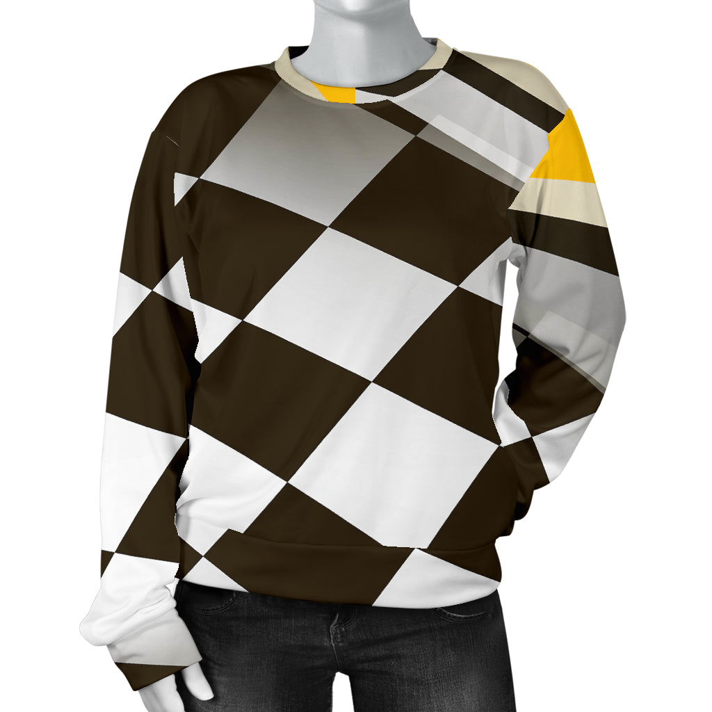 Checkered Flag Racing Style Women Long Sleeve Sweatshirt