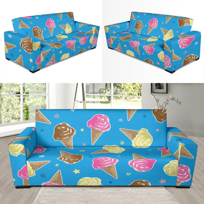 Ice Cream Pattern Print Design 01 Sofa Slipcover