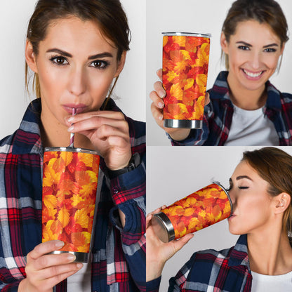 Elm Leave Autum Print Pattern Tumbler
