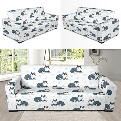 Alaskan Malamute Pattern Print Design 03 Sofa Slipcover