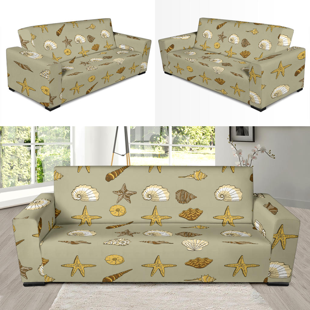 Seashell Beach Print Design LKS303 Sofa Slipcover