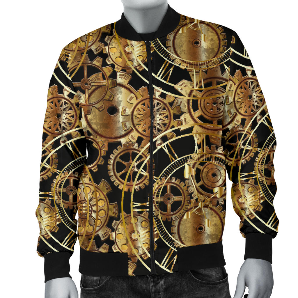 Steampunk Gear Design Themed Print Men Bomber Jacket