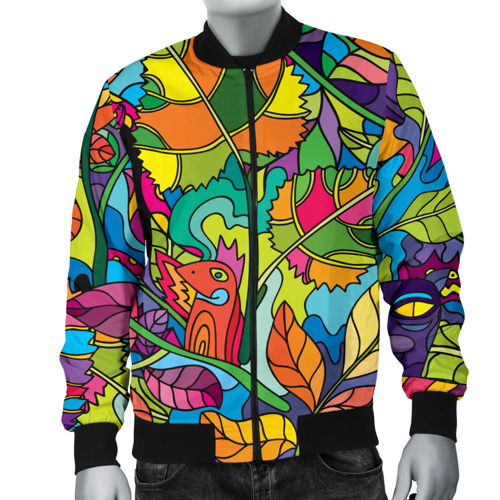 Psychedelic Trippy Flower Print Men Bomber Jacket