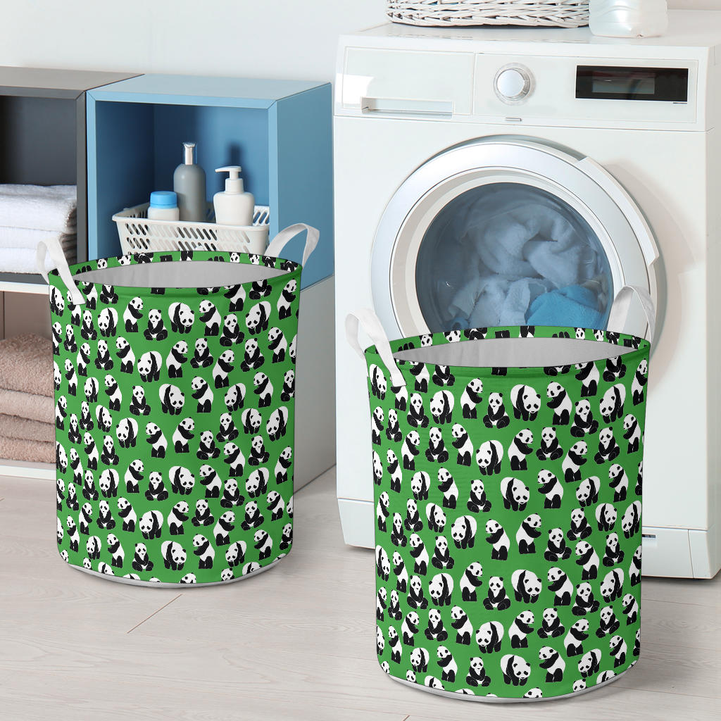 Panda Bear Pattern Themed Print Laundry Basket