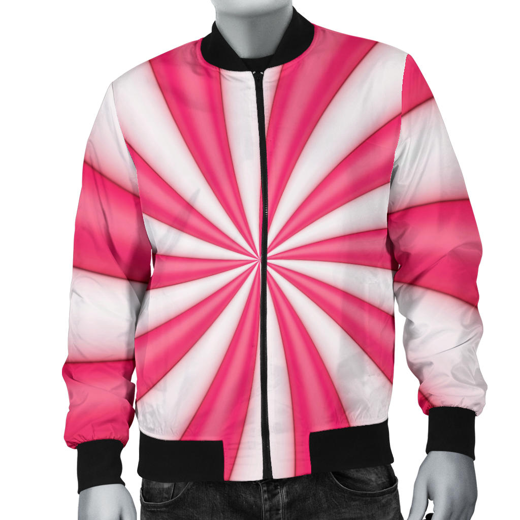 Vortex Twist Swirl Candy Print Men Bomber Jacket