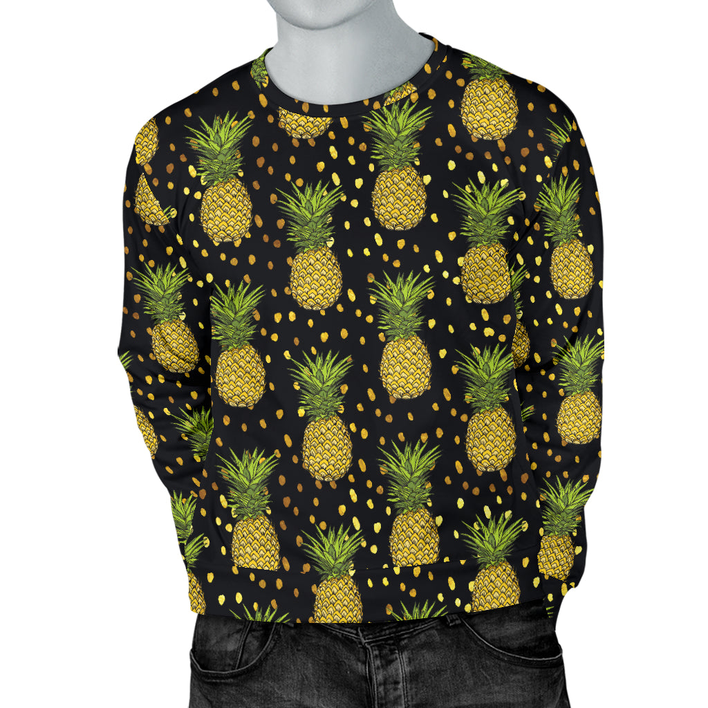 Pineapple Gold Dot Themed Print Men Long Sleeve Sweatshirt