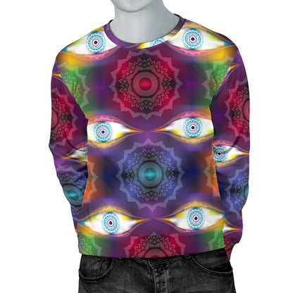 Chakra Eye Print Pattern Men Long Sleeve Sweatshirt