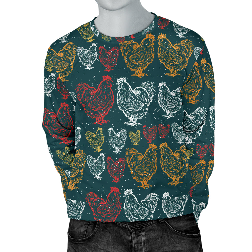 Rooster Hand Draw Design Men Long Sleeve Sweatshirt