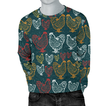 Rooster Hand Draw Design Men Long Sleeve Sweatshirt