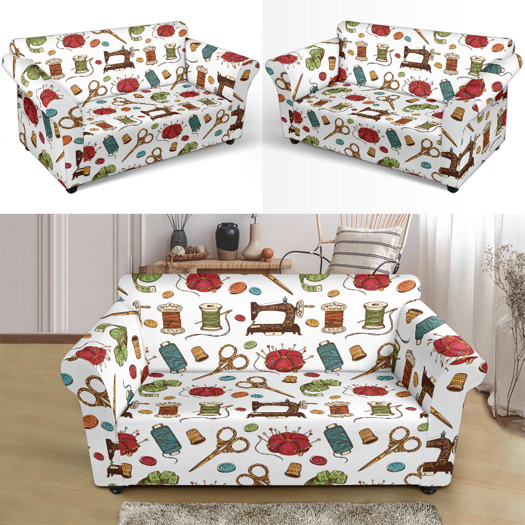 Sewing Equipment Print Design LKS304 Loveseat Couch Slipcover