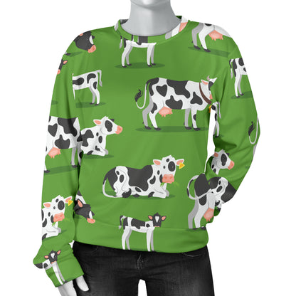 Cow Happy Print Pattern Women Long Sleeve Sweatshirt