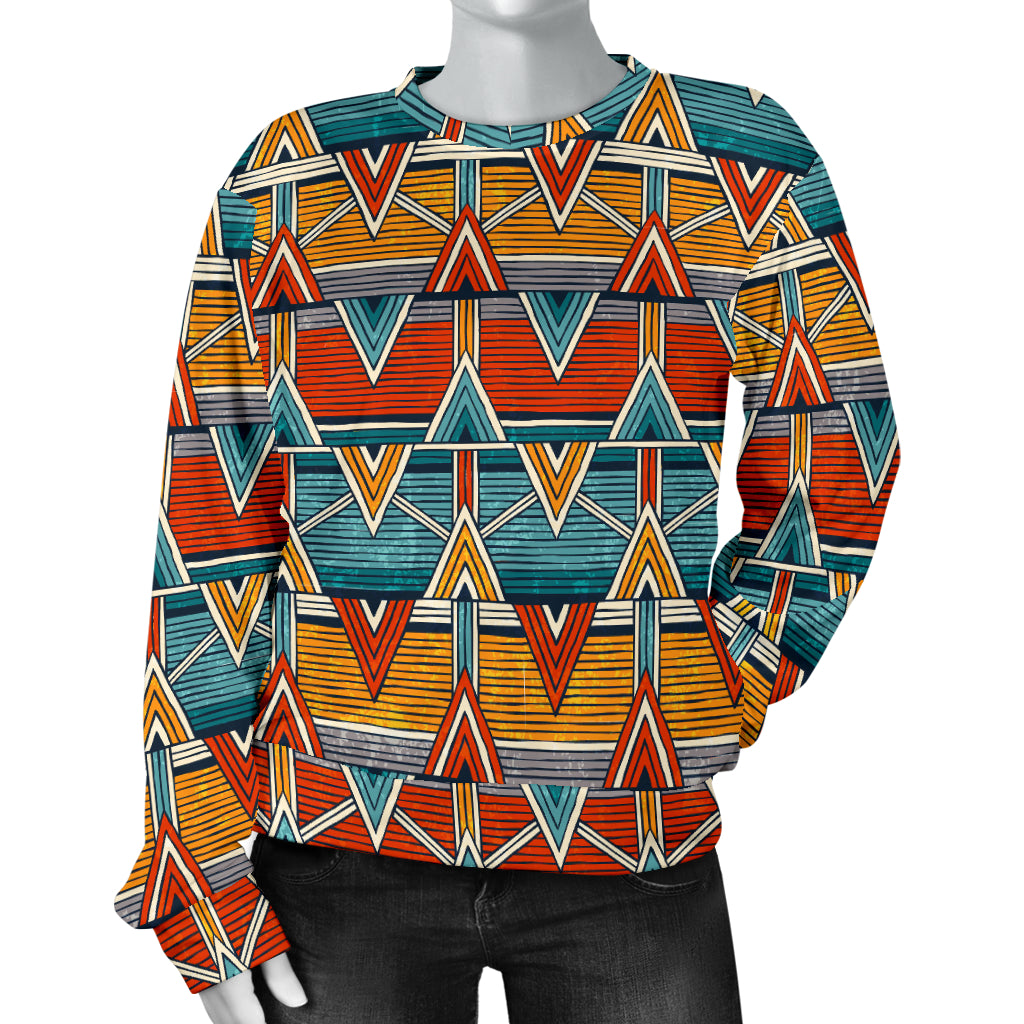 Kente Print African Design Themed Women Long Sleeve Sweatshirt