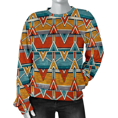 Kente Print African Design Themed Women Long Sleeve Sweatshirt