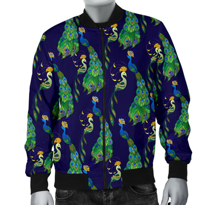 Peacock Art Design Print Men Bomber Jacket