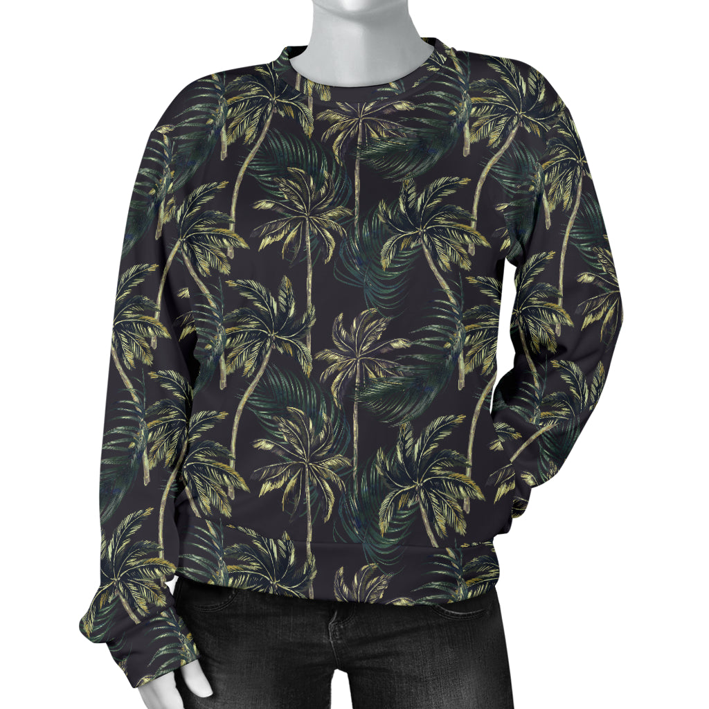 Palm Tree Background Design Print Women Long Sleeve Sweatshirt