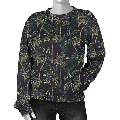 Palm Tree Background Design Print Women Long Sleeve Sweatshirt