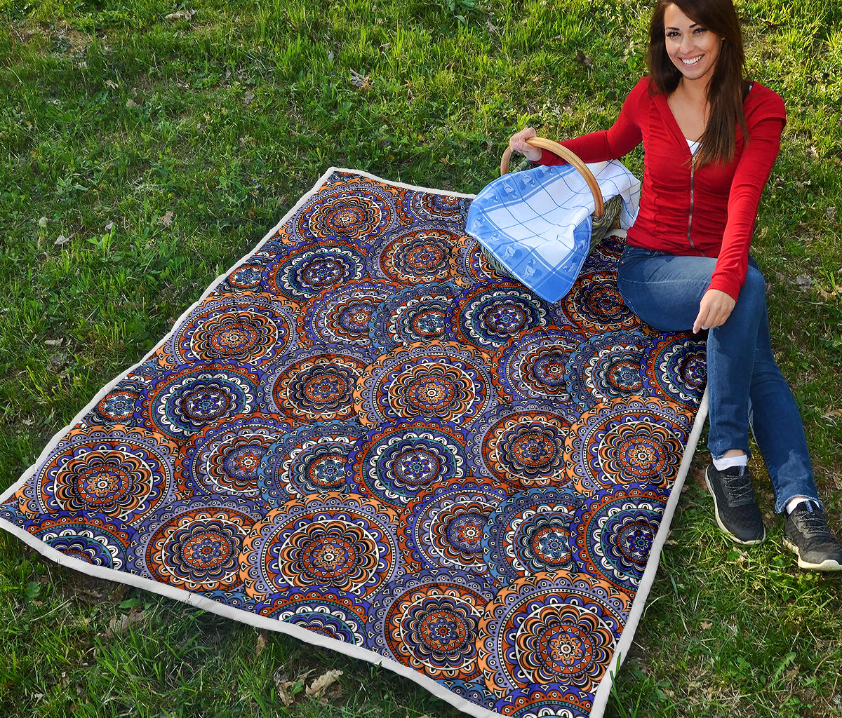 Mandala Boho Chic Design Print Quilt Bedspread
