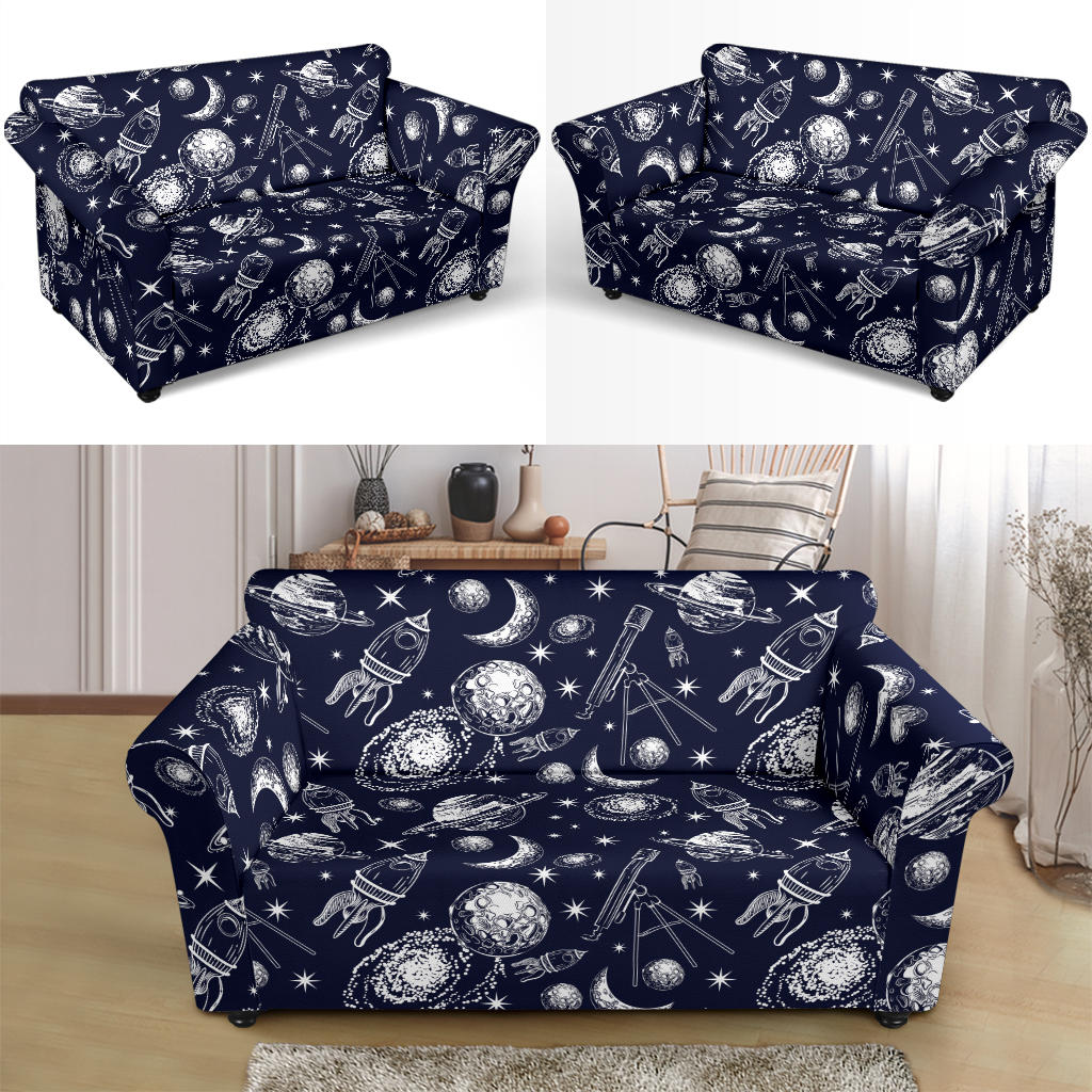Space Rocket Print Design LKS301 Loveseat Couch Slipcover