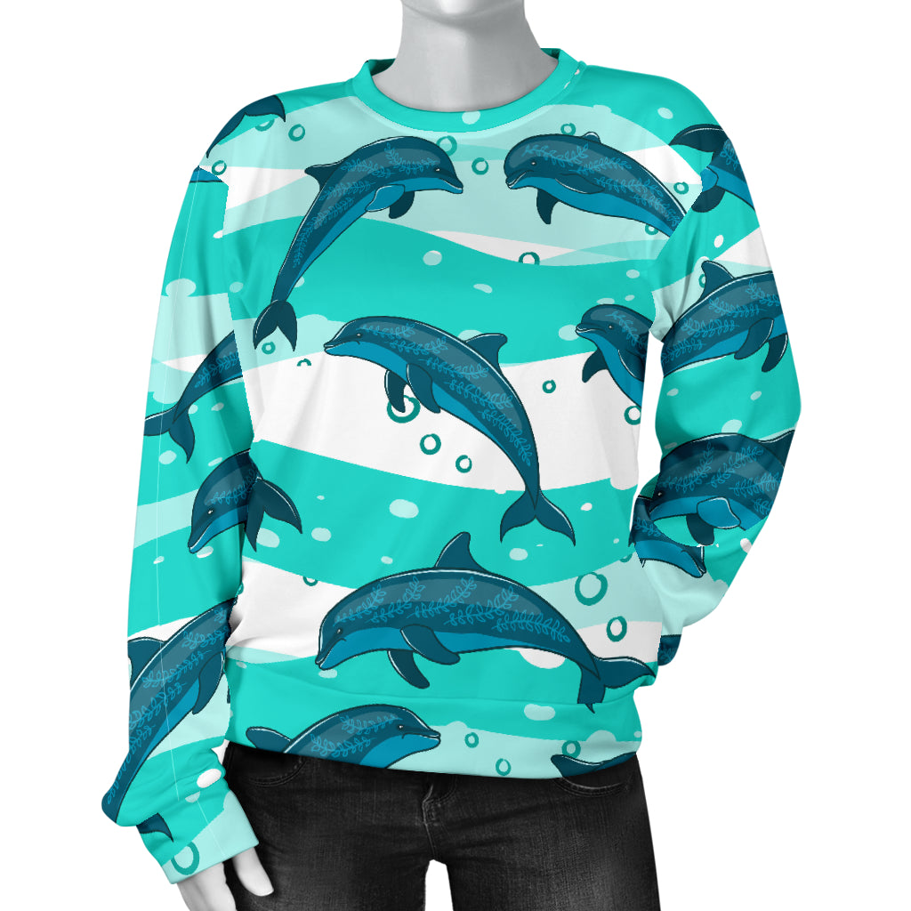 Dolphin Design Print Pattern Women Long Sleeve Sweatshirt