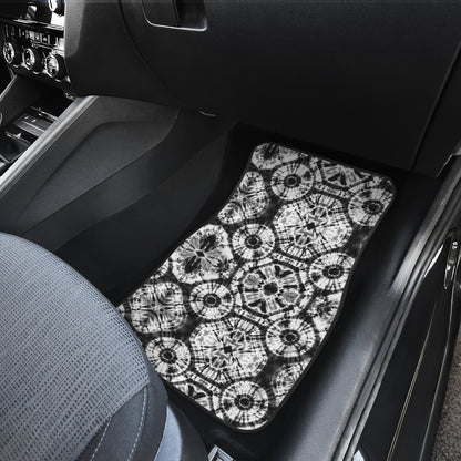Tie Dye Black White Design Print Car Floor Mats Front Back