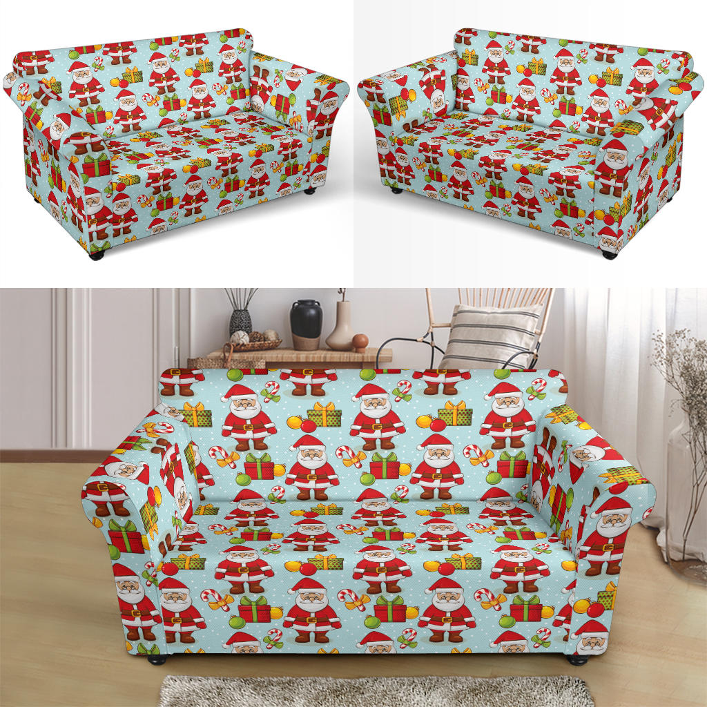 Santa Christmas Themed Print Design LKS303 Loveseat Couch Slipcover