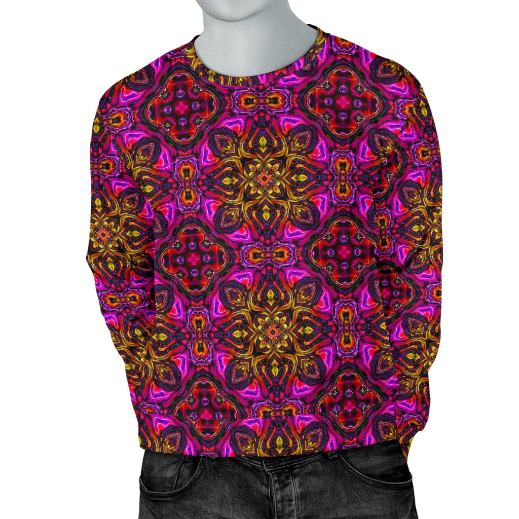 kaleidoscope Abstract Print Design Men Long Sleeve Sweatshirt
