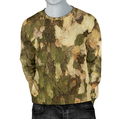 Camo Realistic Tree Texture Print Men Long Sleeve Sweatshirt