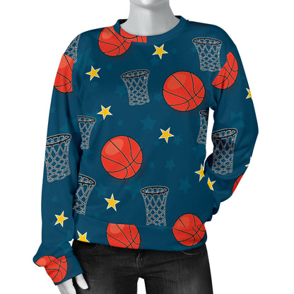 Basketball Classic Print Pattern Women Long Sleeve Sweatshirt