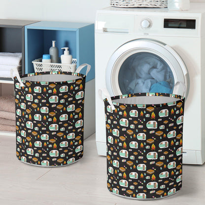 Camper marshmallow Camping Design Print Laundry Basket