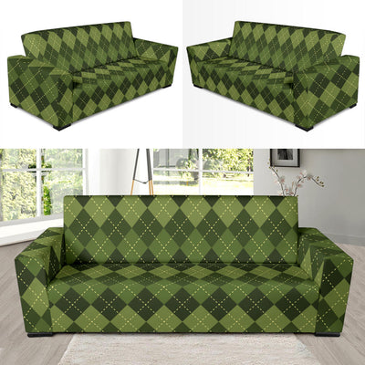 Argyle Green Pattern Print Design 01 Sofa Slipcover