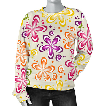 Flower Power Colorful Design Print Women Long Sleeve Sweatshirt