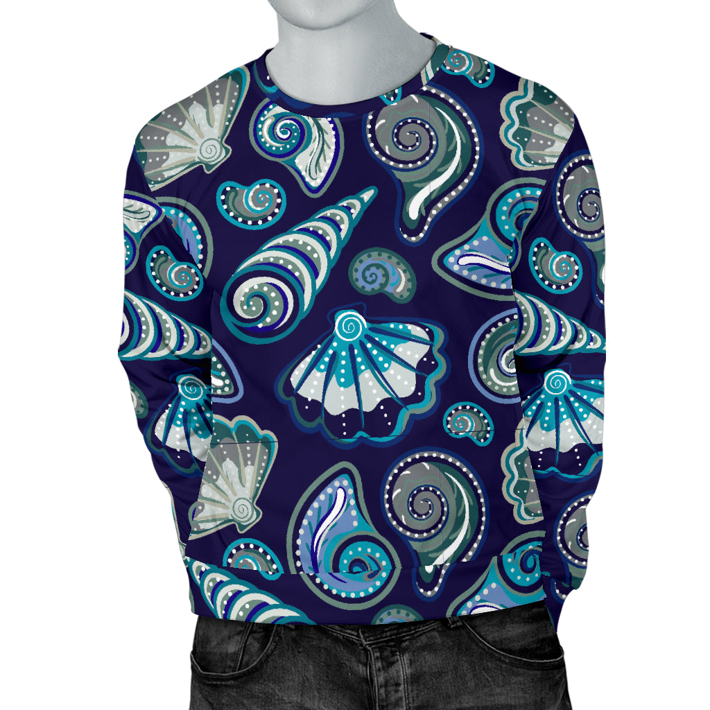 Beach Seashell Blue Print Men Long Sleeve Sweatshirt