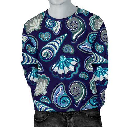 Beach Seashell Blue Print Men Long Sleeve Sweatshirt