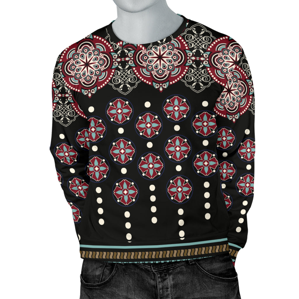 Ethnic Dot Style Print Pattern Men Long Sleeve Sweatshirt