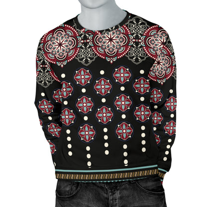 Ethnic Dot Style Print Pattern Men Long Sleeve Sweatshirt