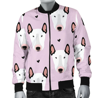 Bull Terrier Pink Print Pattern Men Bomber Jacket