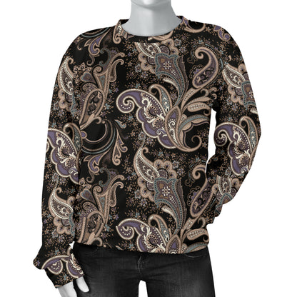 Paisley Mandala Design Print Women Long Sleeve Sweatshirt