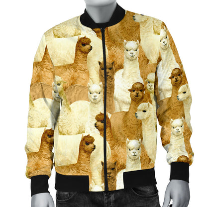 Alpaca Watercolor Design Themed Print Men Bomber Jacket