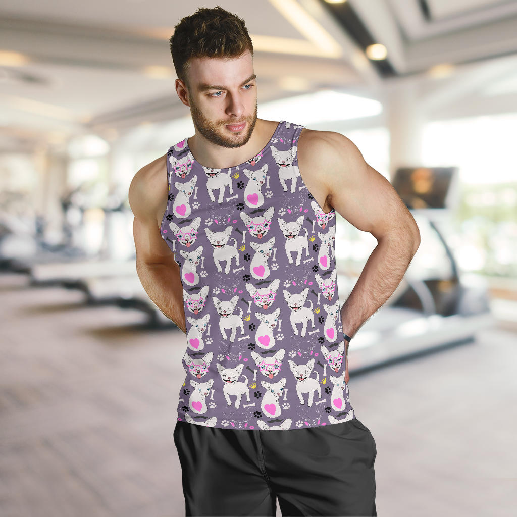 Chihuahua Happy Pattern Men Tank Top