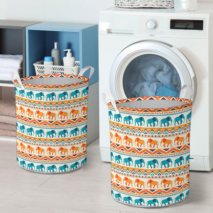 Elephant Aztec Ethnic Print Pattern Laundry Basket
