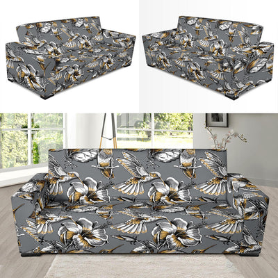 Hummingbird Pattern Print Design 02 Sofa Slipcover