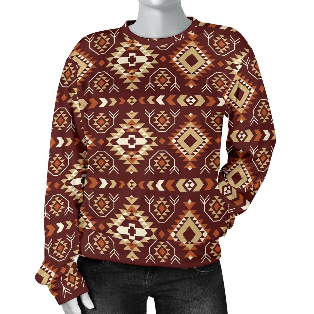 Navajo Native Color Print Pattern Women Long Sleeve Sweatshirt