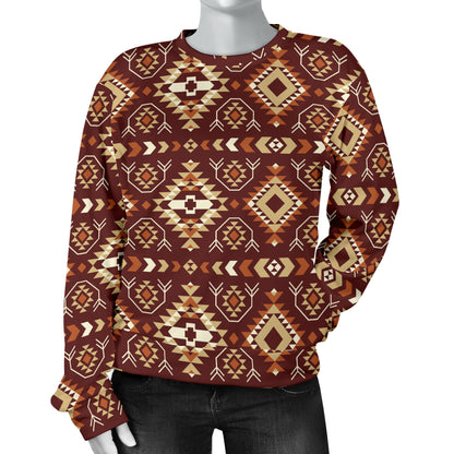 Navajo Native Color Print Pattern Women Long Sleeve Sweatshirt