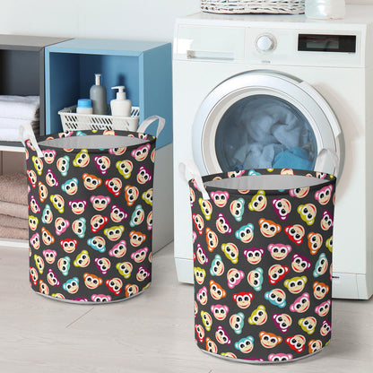 Monkey Head Design Themed Print Laundry Basket