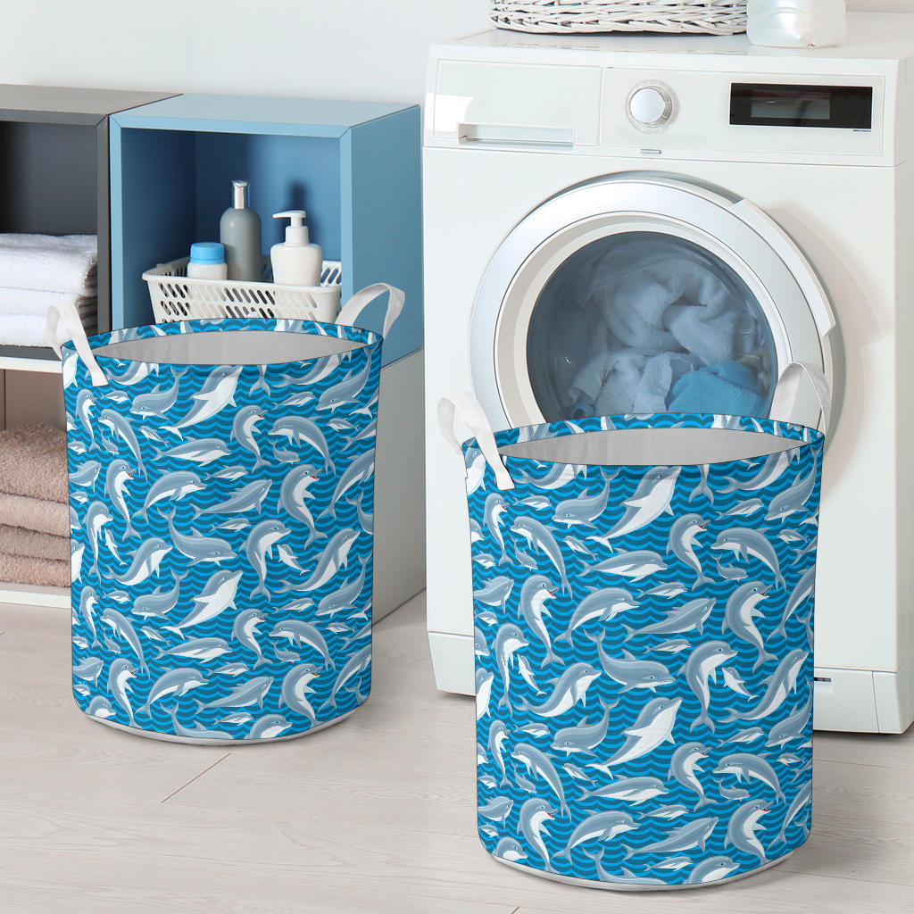 Dolphin Cute Print Pattern Laundry Basket