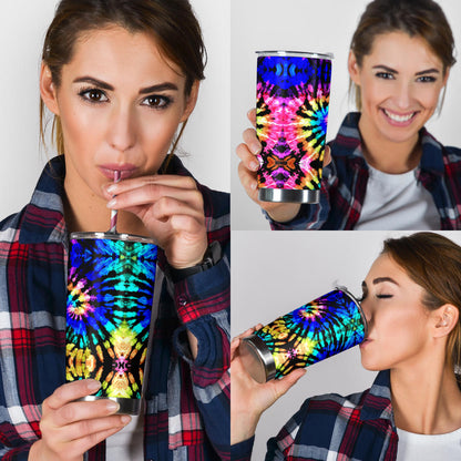 Tie Dye Rainbow Design Print Tumbler