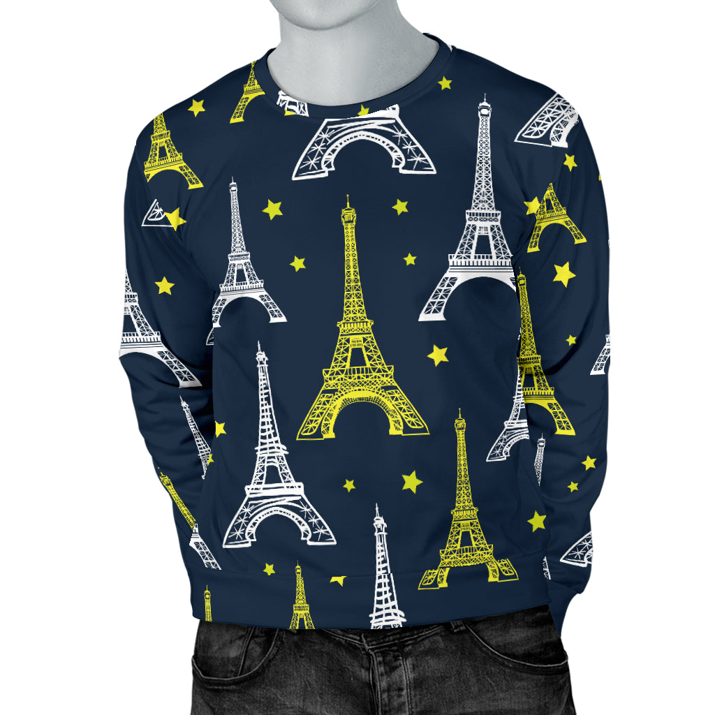 Eiffel Tower Star Print Men Long Sleeve Sweatshirt